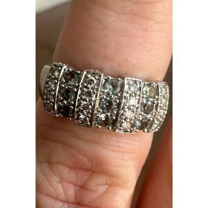 LeVian 14K White Gold Alexandrite & Diamond Ring Band Sz 6